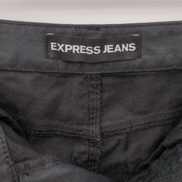 Express Jeans Women's Size 6 Black Denim Skirt Zipper Look - Stretch Fabric USED - Picture 5 of 7